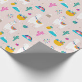 Papier Cadeau Lama rose de fiesta (Coin)