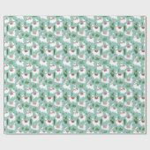 Papier Cadeau Lamas mignons sur le motif turquoise (Plat)