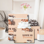 Papier Cadeau L'amour brasse du café Fête des mariées française<br><div class="desc">Vous recherchez des idées uniques de douche nuptiale inspirées du café ? Ne cherchez pas plus loin que notre Love is Brewing Coffee French Fête des mariées Wrapping Paper. Ce design exquis est orné d'un délicat croissant d'aquarelle peint et d'une tasse de café, évoquant une sensation de romantisme et de...</div>