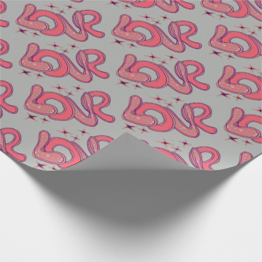 Papier Cadeau L'amour dans le style années 1960 (Coin)