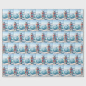 Papier Cadeau L'amour de l'ours polaire de Noël (Plat)