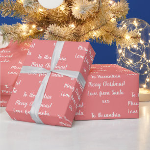 Papier Cadeau L'Amour De Noël De Père Noël Corail Personnalisé R
