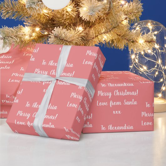 Papier Cadeau L'Amour De Noël De Père Noël Corail Personnalisé R (Vacances)