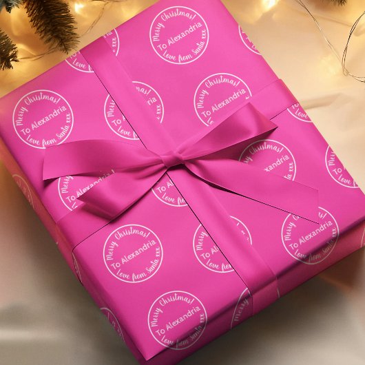 Papier Cadeau L'Amour de Noël de Père Noël Joyeux Noël Rose chau