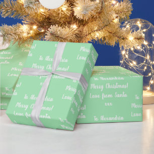 Papier Cadeau L'amour de Noël de Père Noël Mint Green