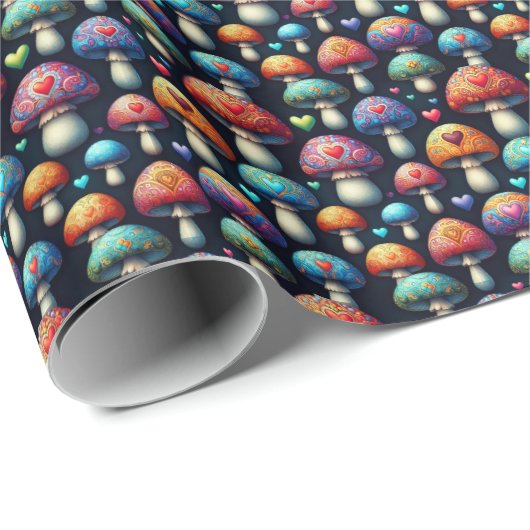 Papier Cadeau L'amour des champignons (Coin rond)