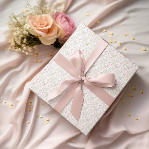 Papier Cadeau L'amour est en fleurs Fête de mariage rose floral