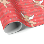 Papier Cadeau L'amour est la réponse des anges cupides (Coin rond)