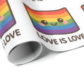 Papier Cadeau L'amour est l'amour - Kawaii Rainbow Design (Coin rond)