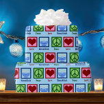 Papier Cadeau L'amour pour la paix Hanoukka<br><div class="desc">Peace Love Hanoukka cadeau pour une personne juive qui aime célébrer Chanukah. Un joli signe de paix,  un coeur,  et une belle menorah.</div>