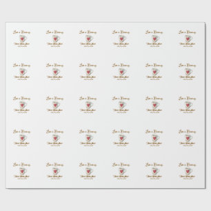 Papier Cadeau L'amour se prépare tasse à café blanche cœur maria