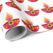 Papier Cadeau Lampe colorée Diya de Diwali (Coin rond)