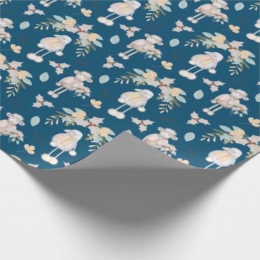 Papier Cadeau Lampes de Noël en bleu (Coin)