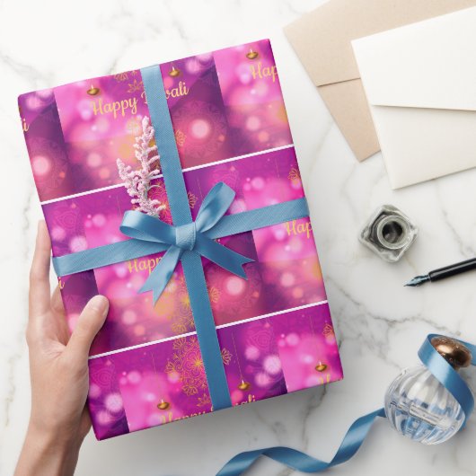 Papier Cadeau Lampes Mandala Diwali Purple Gold (Cadeaux)