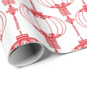 Papier Cadeau Lampions chinois rouges (Coin rond)