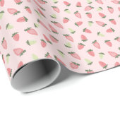 Papier Cadeau Lance fraise sur rose (Coin rond)