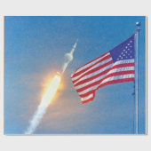 Papier Cadeau Lancement d'Apollo 11 avec le drapeau américain (Plat)