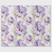 Papier Cadeau Lancement Romantique Fleurie Iris Crème Violette (Plat)