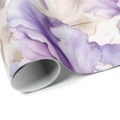 Papier Cadeau Lancement Romantique Fleurie Iris Crème Violette (Coin rond)