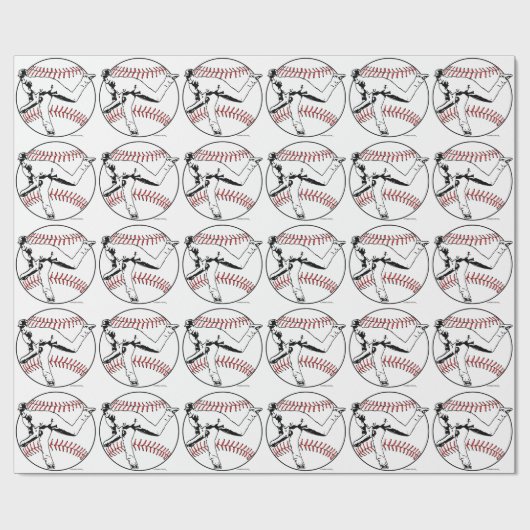 Papier Cadeau Lanceur de baseball (Plat)