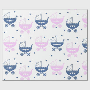 Papier Cadeau Landaus pour bébé bleu et rose