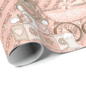 Papier Cadeau Landaux pour bébé roses (Coin rond)