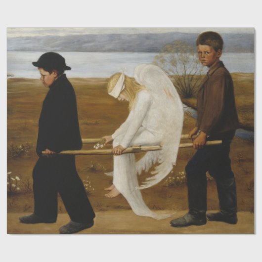 Papier Cadeau L'ange blessé (par Hugo Simberg) (Plat)
