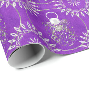 Papier Cadeau L'Ange de Noël des Filigrés gris argenté