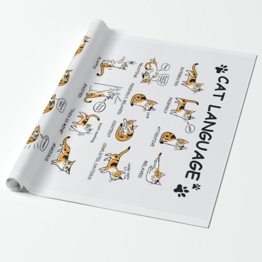 Papier Cadeau Langue de chat, Drôle Chat Kitten, Aimer Idée cade (Déroulé)