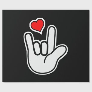 Papier Cadeau Langue des signes I Love You Sign