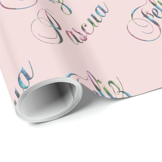 Papier Cadeau Langue espagnole Pâques Feliz Pascua (Coin rond)