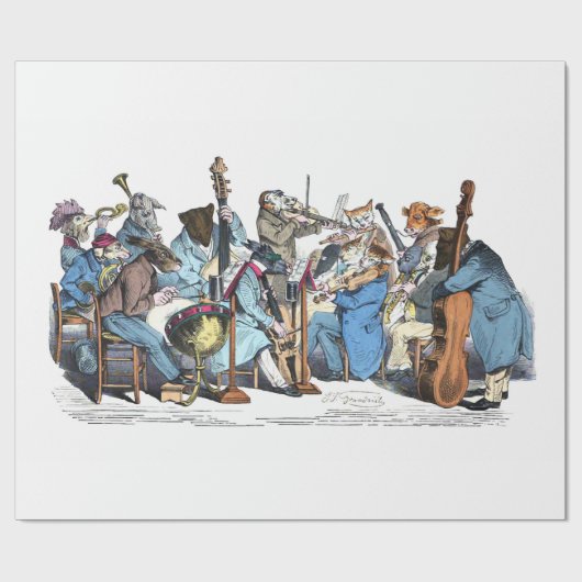 Papier Cadeau LANGUE MUSICALE FERME ANIMALE ORCHESTRE Anniversai (Plat)