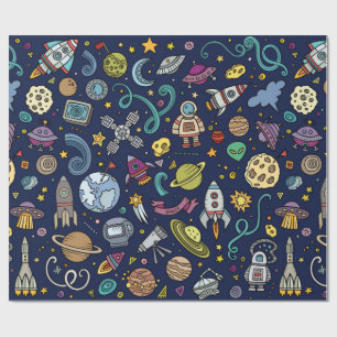 Papier Cadeau L'anniversaire d'explorateur d'espace de bande
