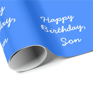 Papier Cadeau L'anniversaire du fils, blanc sur l'enveloppe de