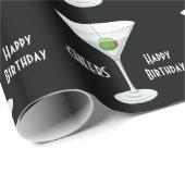 Papier Cadeau L'anniversaire encourage le noir olive en verre de (Coin rond)