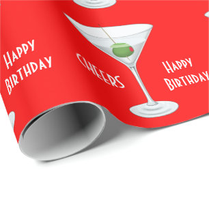 Papier Cadeau L'anniversaire encourage les cocktails olives en