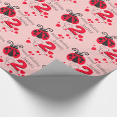 Papier Cadeau L'anniversaire nommé de coccinelle de l'âge 2 de (Coin)
