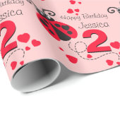 Papier Cadeau L'anniversaire nommé de coccinelle de l'âge 2 de (Coin rond)