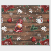 Papier Cadeau Lanterne Cabine d'hiver, Chocolat chaud, Cookies (Plat)