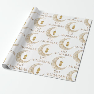 Papier Cadeau Lanterne Croissant d'or Aïd Moubarak Cadeau islami