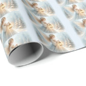 Papier Cadeau Lanterne d'ange céleste d'hiver de réconfort (Coin rond)