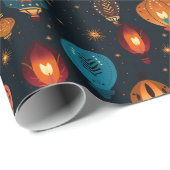 Papier Cadeau Lanterne de vacances Diwali  (Coin rond)