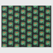 Papier Cadeau Lanterne verte de Chibi qui traverse l'espace (Plat)