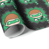 Papier Cadeau Lanterne verte de Chibi qui traverse l'espace (Coin rond)