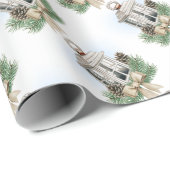 Papier Cadeau Lanternes de Noël (Coin rond)