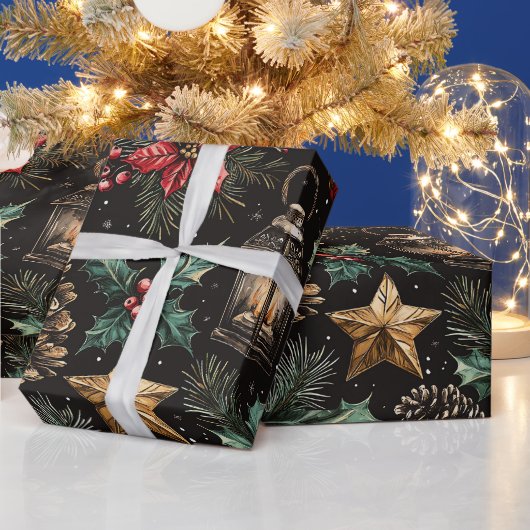 Papier Cadeau Lanternes de Noël Vintage (Vacances)