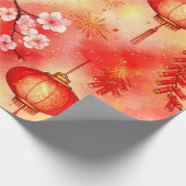 Papier Cadeau Lanterns glow, firecrackers burst, and blossoms bl (Coin)