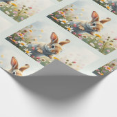 Papier Cadeau lapin à l'aquarelle (Coin)