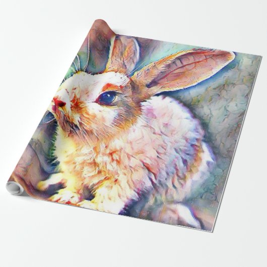 Papier Cadeau lapin aquarell (Déroulé)