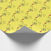 Papier Cadeau lapin avec cravate sur jaune (Coin)